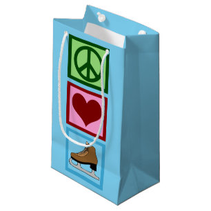 Peace Love Figure Skating Ice Skates Small Gift Bag