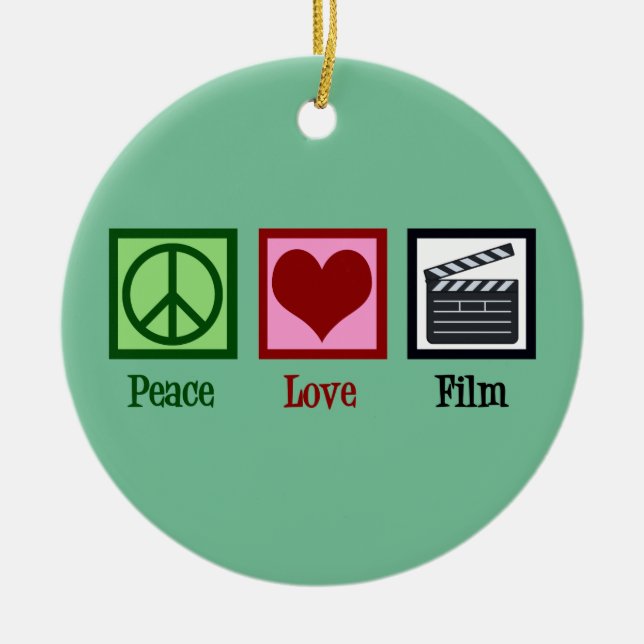 Peace Love Film Ceramic Tree Decoration (Front)