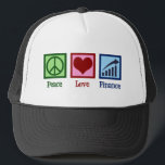Peace Love Finance Trucker Hat<br><div class="desc">Peace Love Finance. A cool financial advisor or planner gift for a banker or money management who works with bank clients to manage their assets and finances. Cute design for financial planning bankers in public,  corporate,  or personal finance.</div>