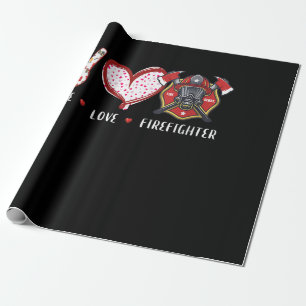 Peace Love Firefighter Lovers   Firefighter Gifts Wrapping Paper
