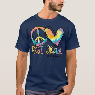 Peace Love First Grade Back To School Tshirt Tie D