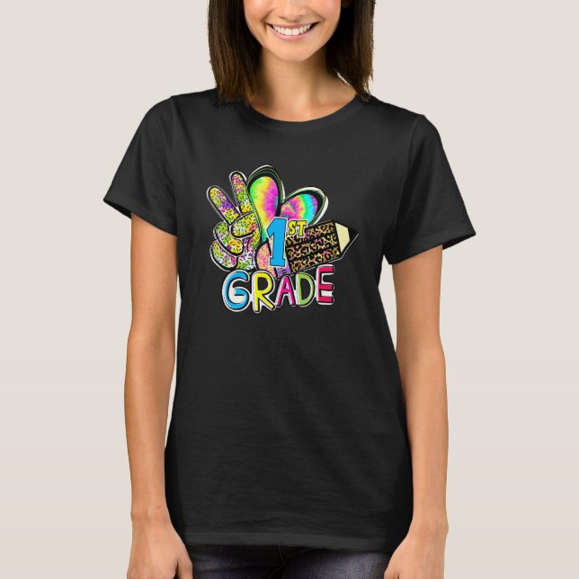 Peace Love First Grade Grade Teacher Team 1st Grad T-Shirt (Front)
