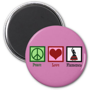 Peace Love Flamenco Dancing Pink Dancer Magnet