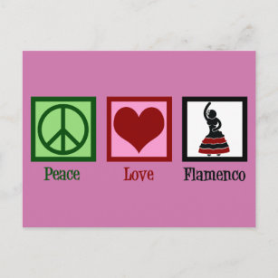 Peace Love Flamenco Dancing Pink Dancer Postcard