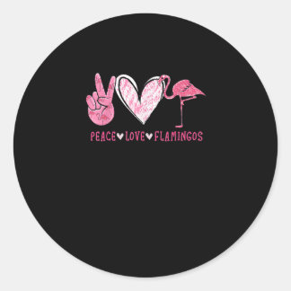 Peace Love Flamingo | Flamingo Lover Classic Round Sticker