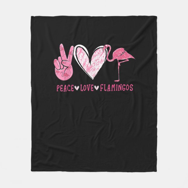 Peace Love Flamingo | Flamingo Lover Fleece Blanket (Front)