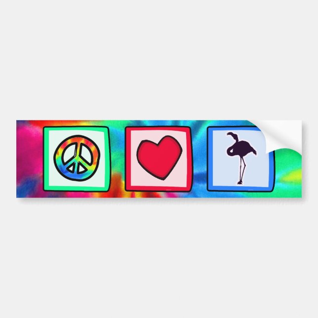 Peace, Love, Flamingos Bumper Sticker (Front)
