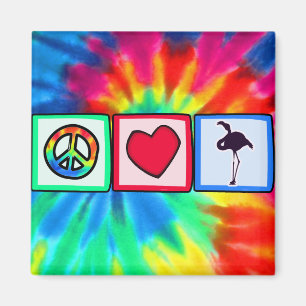 Peace, Love, Flamingos Magnet