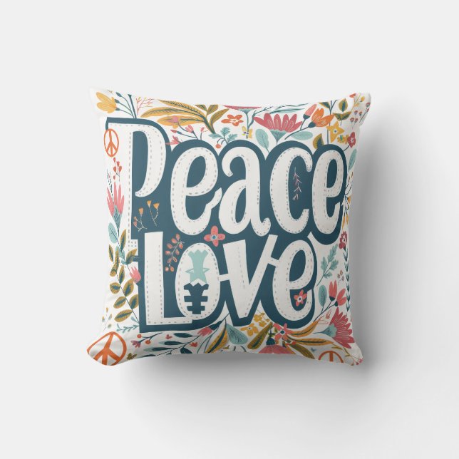 Peace Love Floral Cushion (Front)