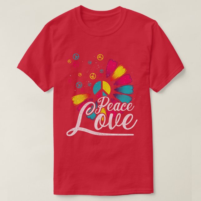 Peace Love Flower Peace Sign T-Shirt (Design Front)