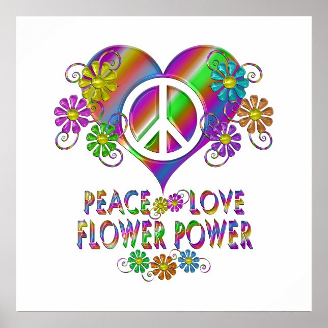 Peace Love Flower Power Poster (Front)