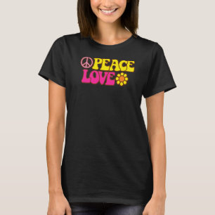 Peace Love Flower Power Sign Hippie 70s Seventies T-Shirt
