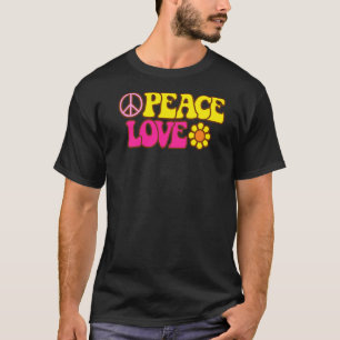 Peace Love Flower Power Sign Hippie 70s Seventies T-Shirt