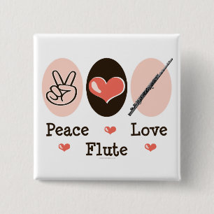 Peace Love Flute Button