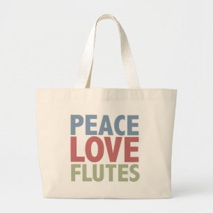 Peace Love Flutes Large Tote Bag