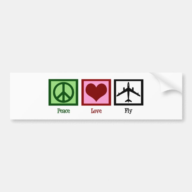 Peace Love Fly Bumper Sticker (Front)