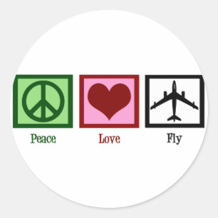 Peace Love Fly Classic Round Sticker