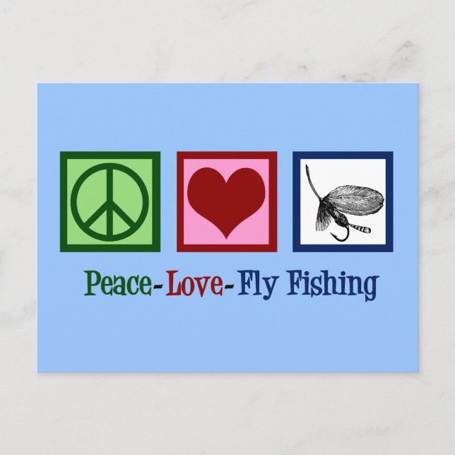 Peace Love Fly Fishing Postcard (Front)