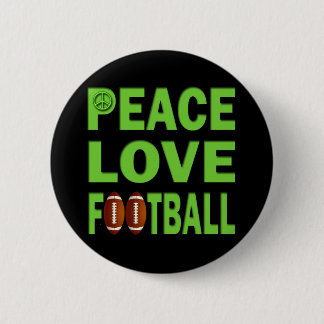 PEACE LOVE FOOTBALL 6 CM ROUND BADGE