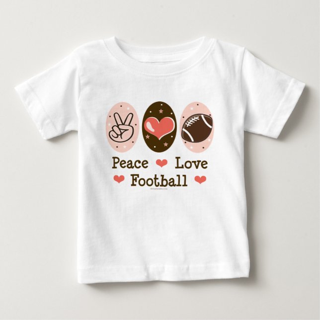 Peace Love Football Baby Long Sleeve Tee (Front)