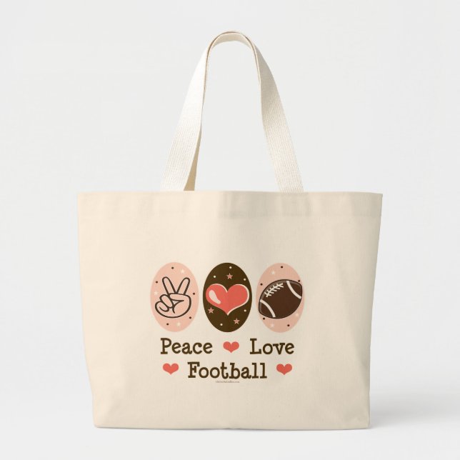 Peace Love Football Canvas Tote Bag (Front)