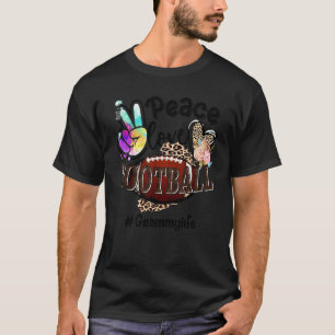 Peace Love Football Grammy Life Mum Grandma Leopar T-Shirt