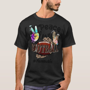 Peace Love Football Memaw Life Mum Grandma Leopard T-Shirt