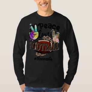 Peace Love Football Nanna Life Mum Grandma Leopard T-Shirt