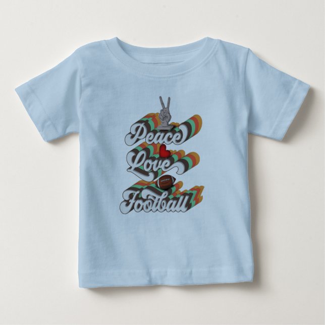 Peace Love Football, Retro Football Sublimation Baby T-Shirt (Front)