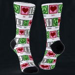 Peace Love Forensics Science Cool Fingerprint Socks<br><div class="desc">If you find forensic science fascinating,  this is the perfect gift. It features a peace sign,  heart,  and fingerprint. Peace Love Forensics socks for a scientist.</div>