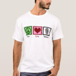 Peace Love Forensics Science Fingerprint T-Shirt<br><div class="desc">If you find forensic science fascinating,  this is the perfect design. It features a peace sign,  heart,  and fingerprint. Peace Love Forensics t-shirt for a scientist.</div>