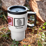 Peace Love Forensics Travel Mug<br><div class="desc">A peace sign,  heart,  and a fingerprint that serves as forensic evidence. Great gift for a forensic scientist or detective.</div>