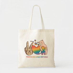 Peace, Love, Free Mum Hugs - LGBTQ+ Pride Design Tote Bag