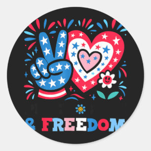 Peace love freedom patriotic Peace love freedom pa Classic Round Sticker