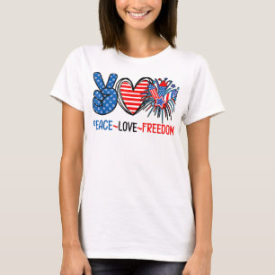 Peace Love Freedom Shirt 4th Of July Us Flag Firew