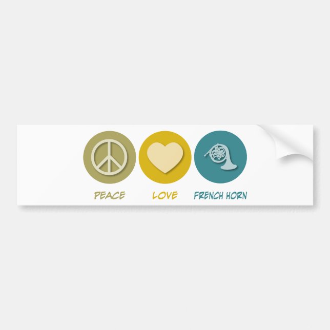 Peace Love French Horn Bumper Sticker (Front)