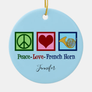 Peace Love French Horn Ceramic Tree Decoration