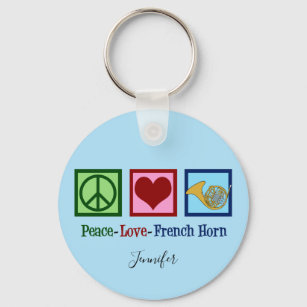 Peace Love French Horn Key Ring