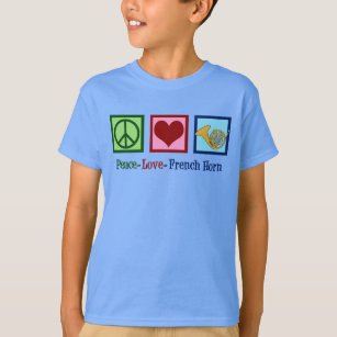 Peace Love French Horn Kids T-Shirt