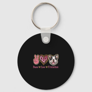 Peace Love Frenchie Fun Dog Mum Mothers Day Key Ring