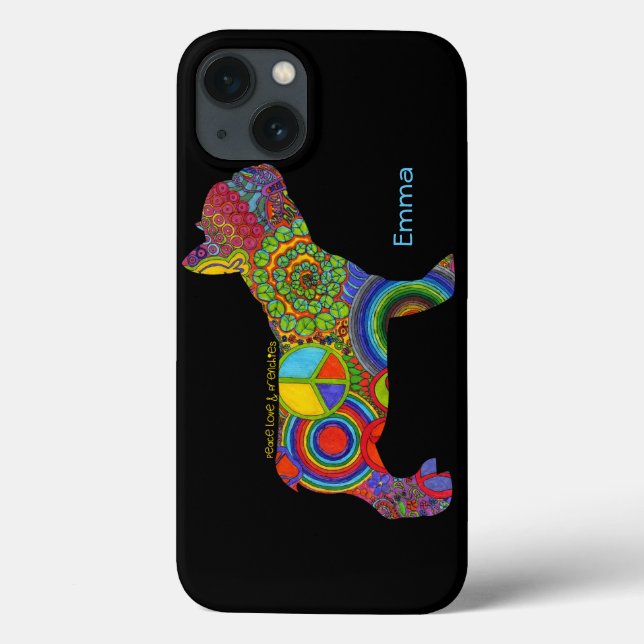 "Peace Love & Frenchies" Pop Art iPhone Case (Back)