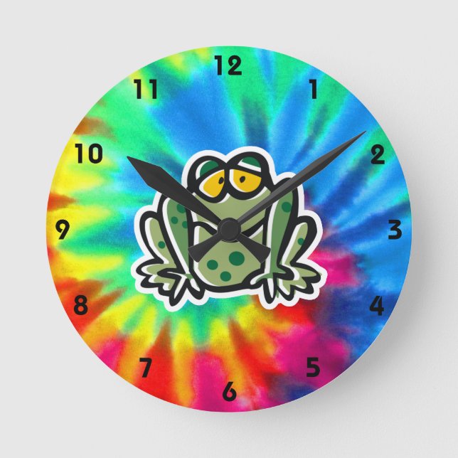 Peace, Love, Frogs Round Clock (Front)