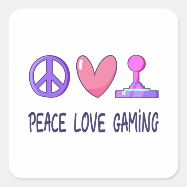 Peace Love Gaming Square Sticker (Front)