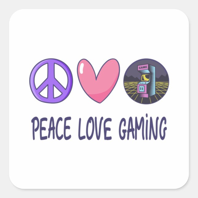 Peace Love Gaming Square Sticker (Front)