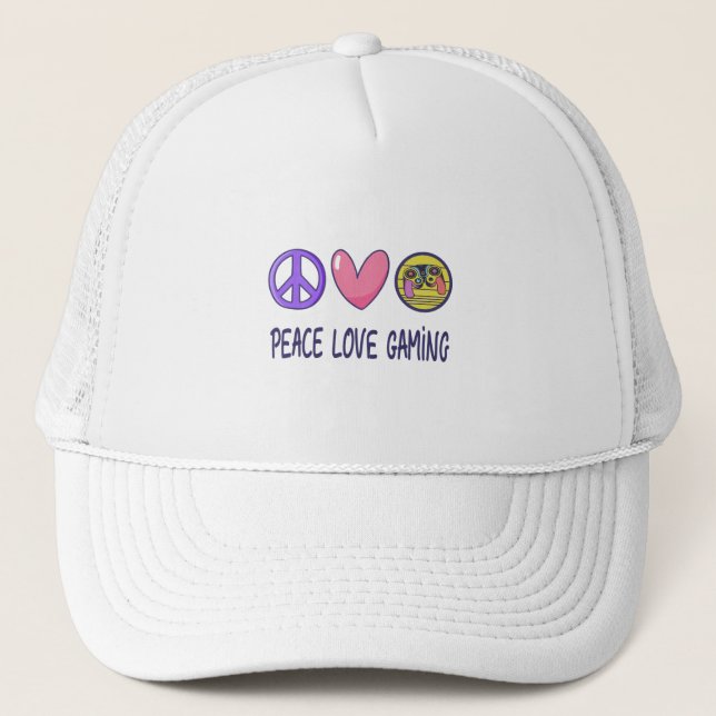 Peace Love Gaming Trucker Hat (Front)