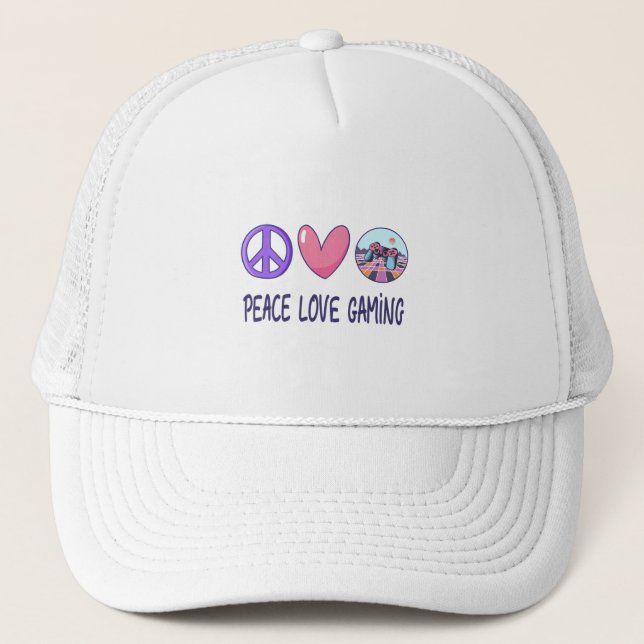 Peace Love Gaming Trucker Hat (Front)