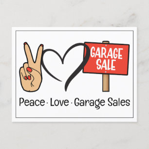 Peace, Love, Garage Sales Postcard