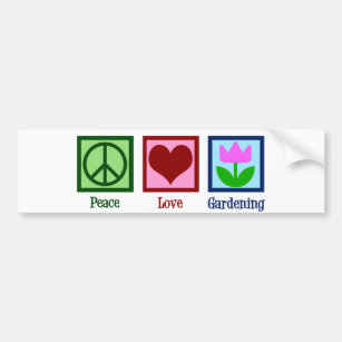 Peace Love Gardening Cute Gardener Tulip Flower Bumper Sticker