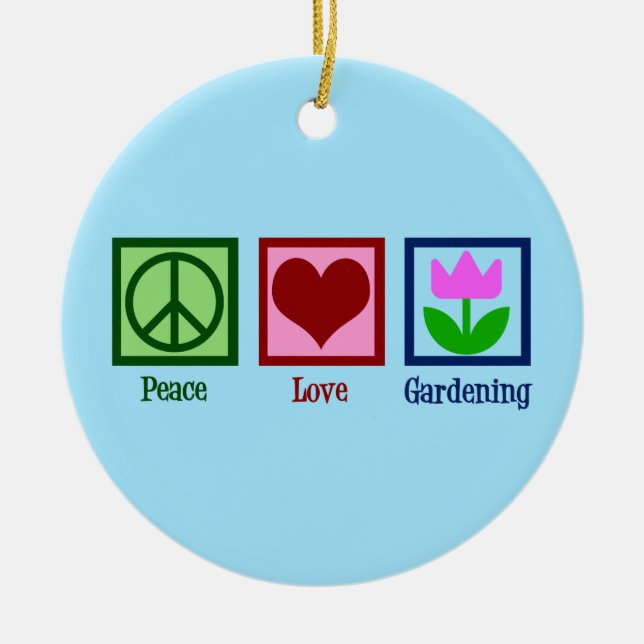 Peace Love Gardening Cute Gardener Tulip Flower Ceramic Tree Decoration (Front)