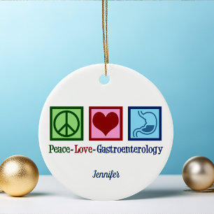 Peace Love Gastroenterology Ceramic Tree Decoration